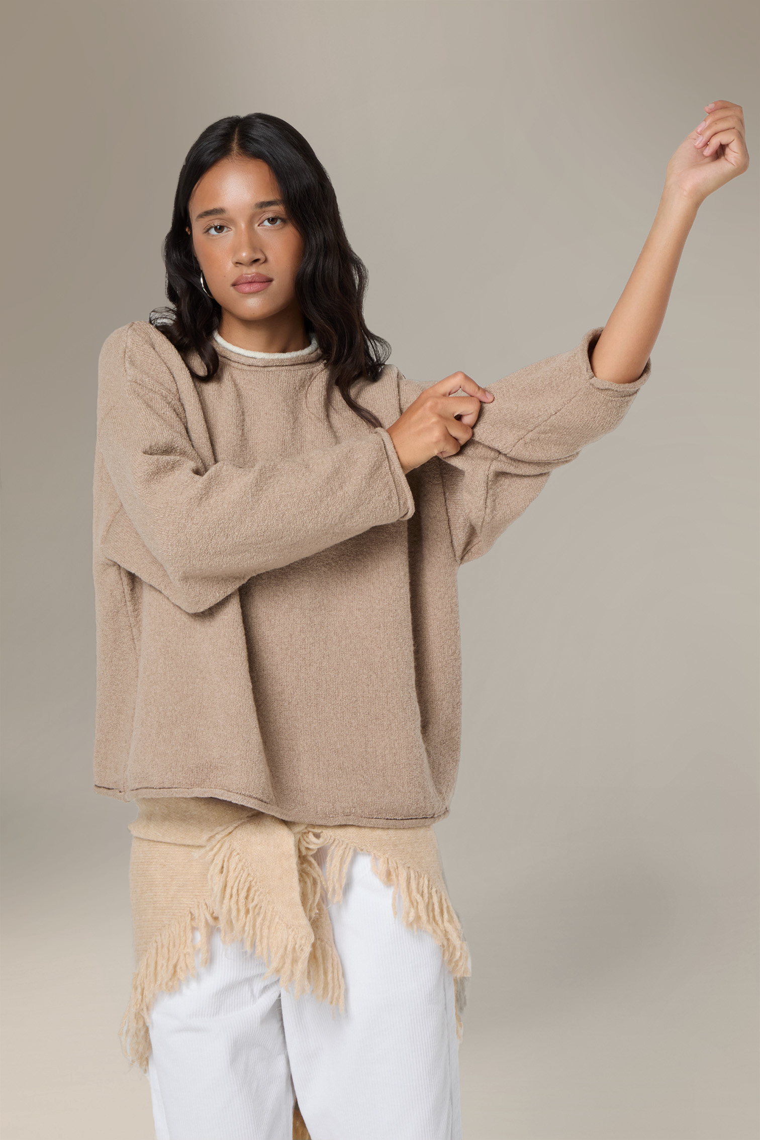 Parker Layered Knit Jumper in Beige